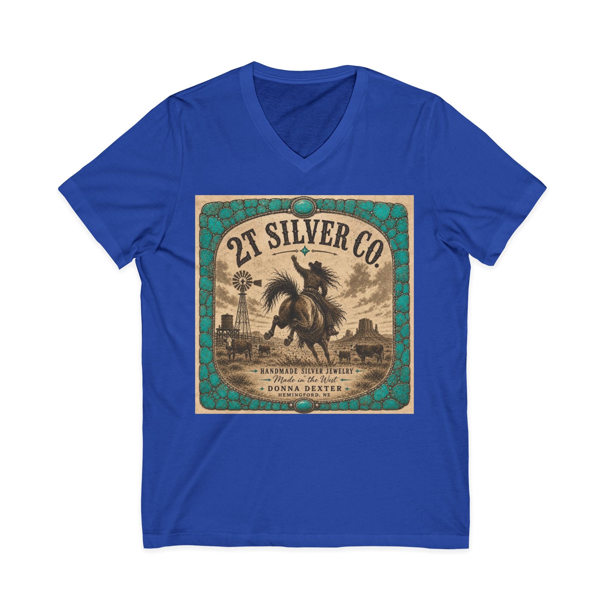 Vintage Western  2T Silver Co. V-Neck Tee