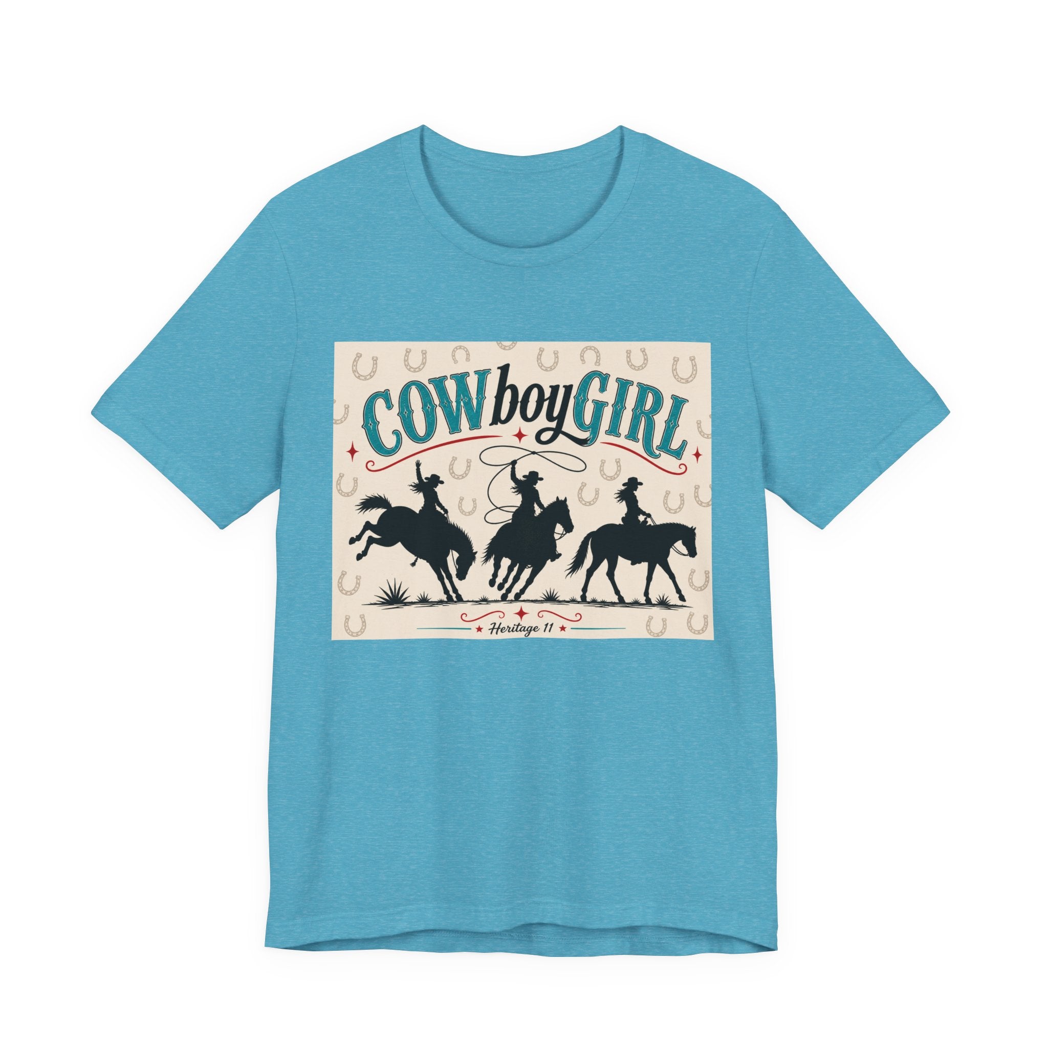 Cowboy Girl Graphic Tee - Western Rodeo Horses & Horseshoes Shirt