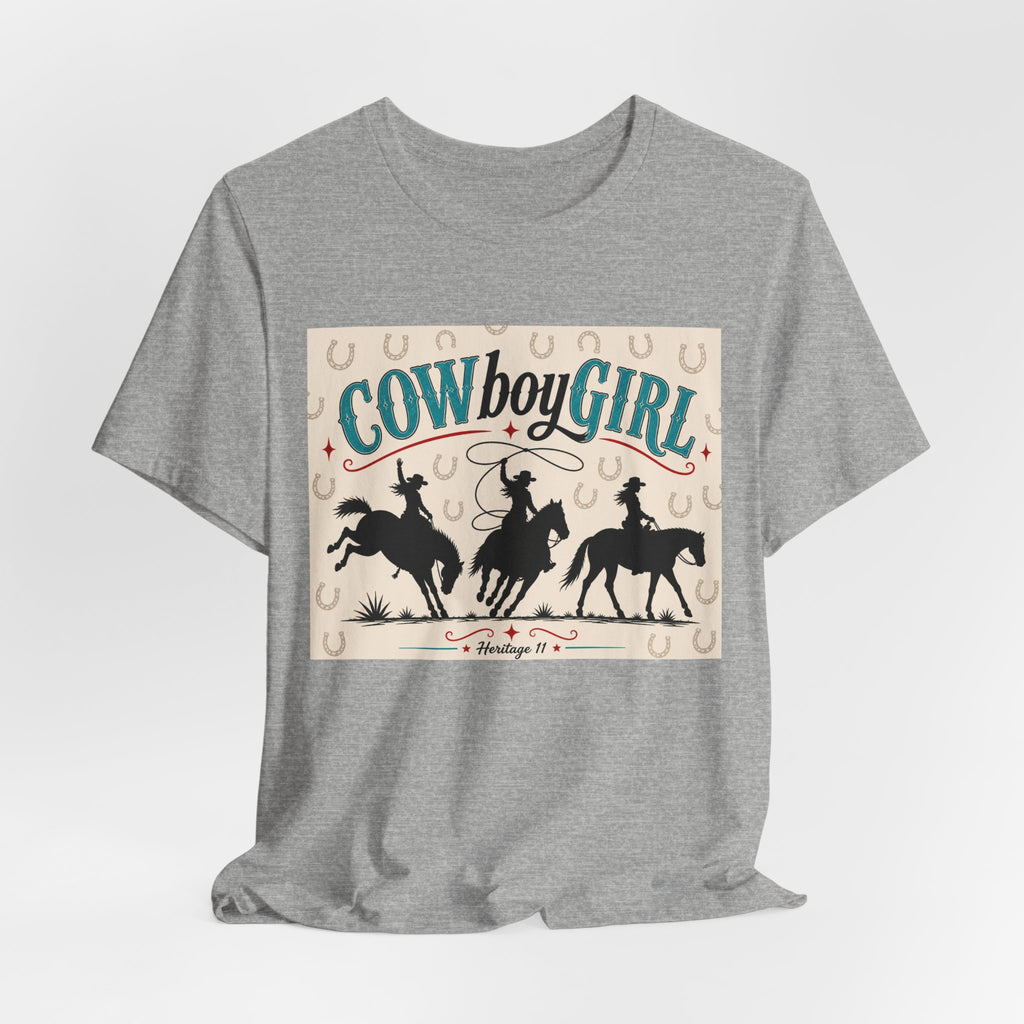 Cowboy Girl Graphic Tee - Western Rodeo Horses & Horseshoes Shirt