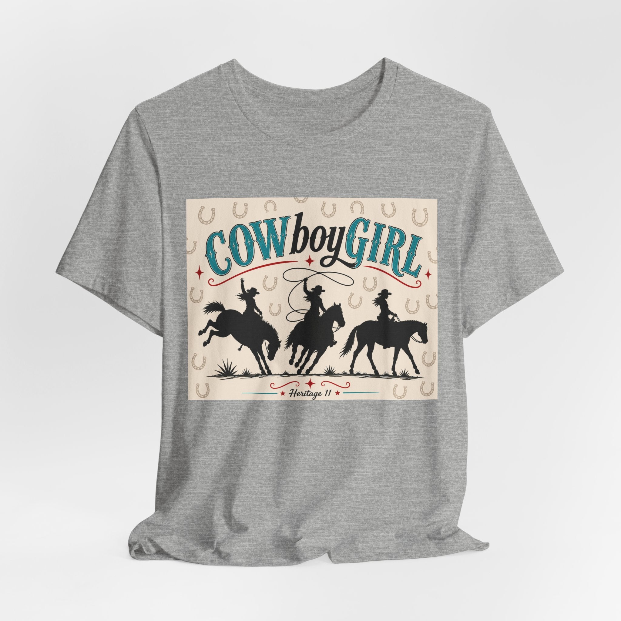 Cowboy Girl Graphic Tee - Western Rodeo Horses & Horseshoes Shirt