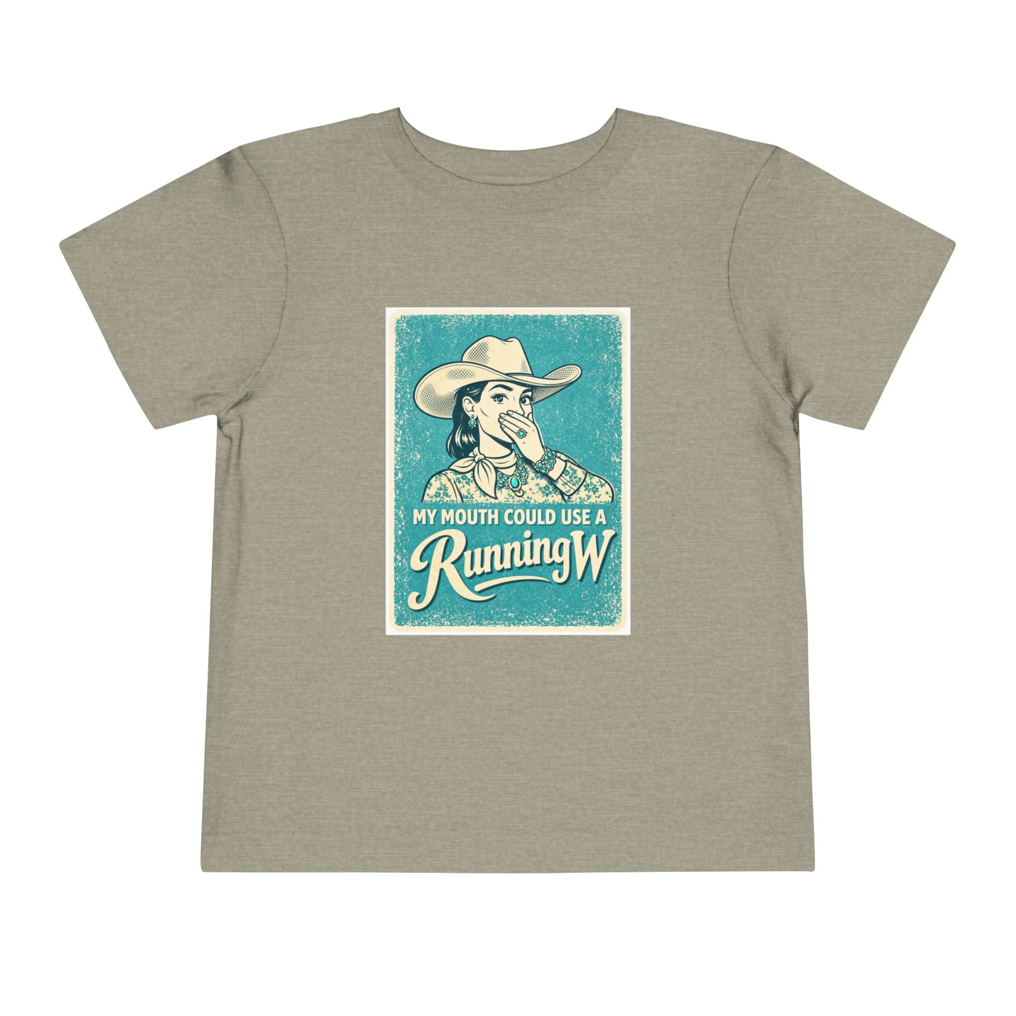 Toddler Tee - Retro Cowgirl “My Mouth Could Use a Running W” Graphic