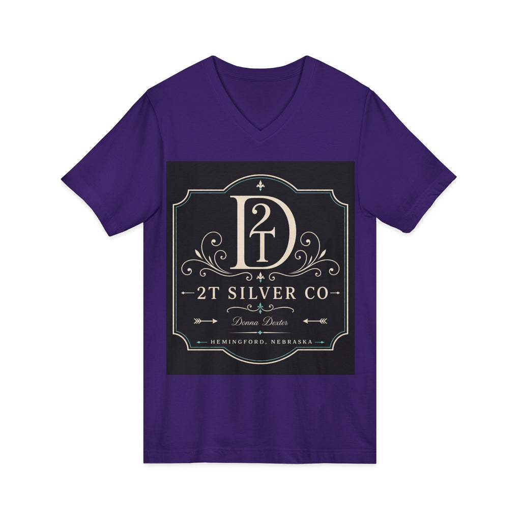 Vintage Emblem V-Neck Tee — “2T Silver Co” Logo Shirt