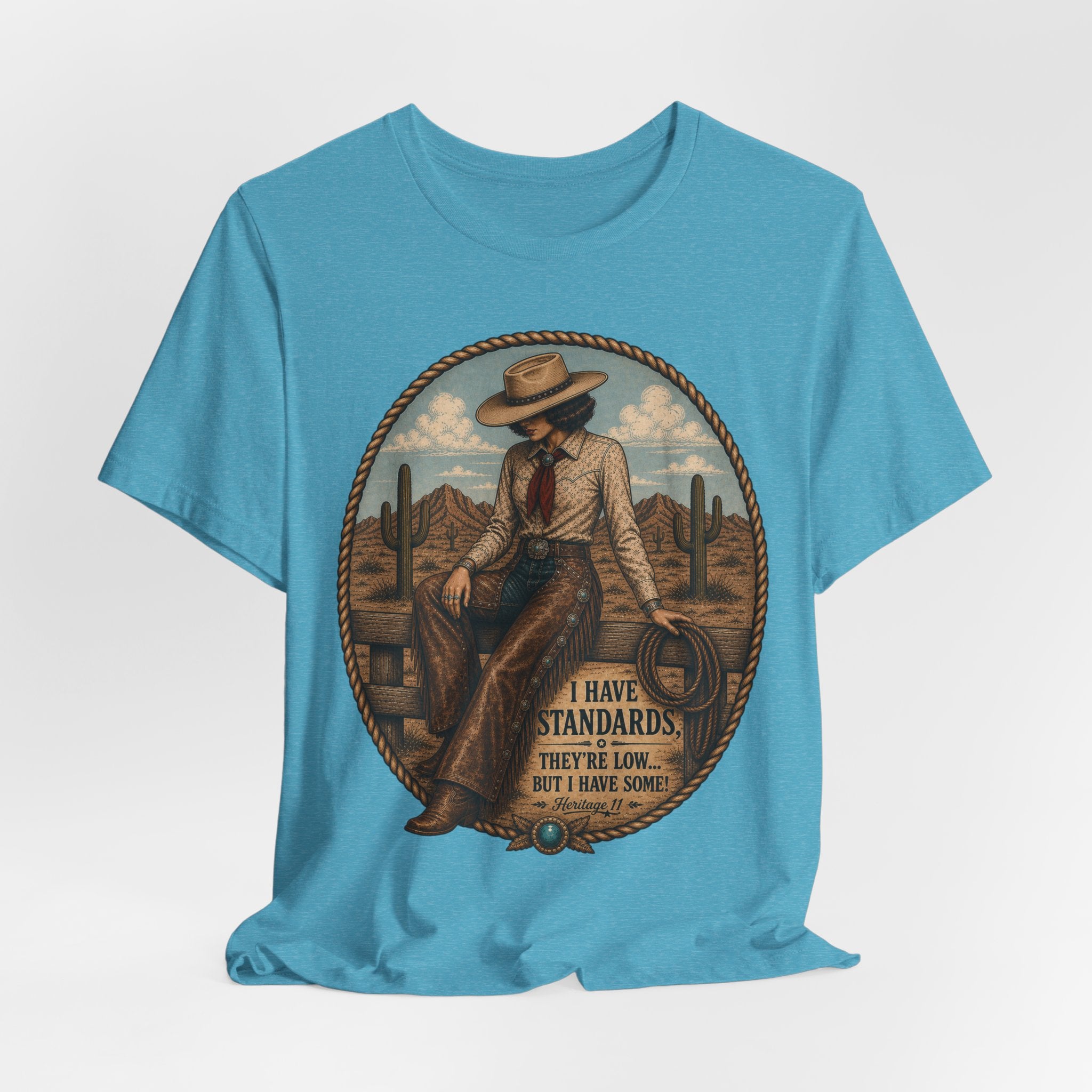 Cowboy Graphic Tee - 'I Have Standards, They're Low But I Have Some' Vintage Western T-Shirt