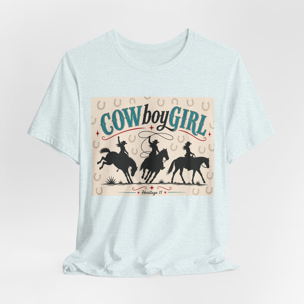 Cowboy Girl Graphic Tee - Western Rodeo Horses & Horseshoes Shirt
