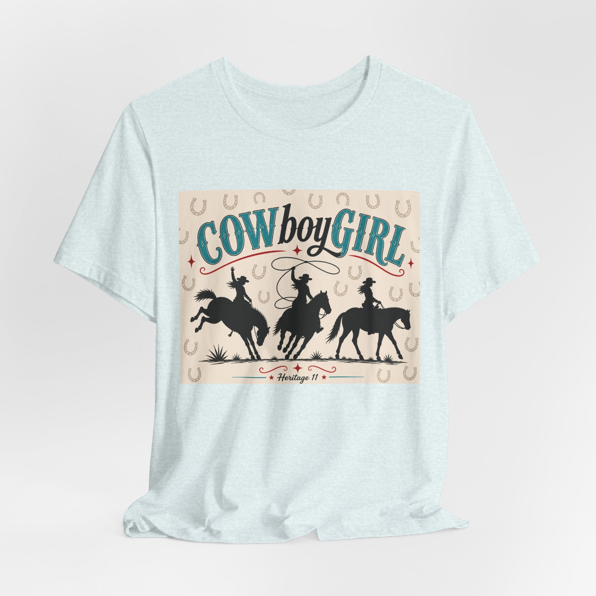 Cowboy Girl Graphic Tee - Western Rodeo Horses & Horseshoes Shirt