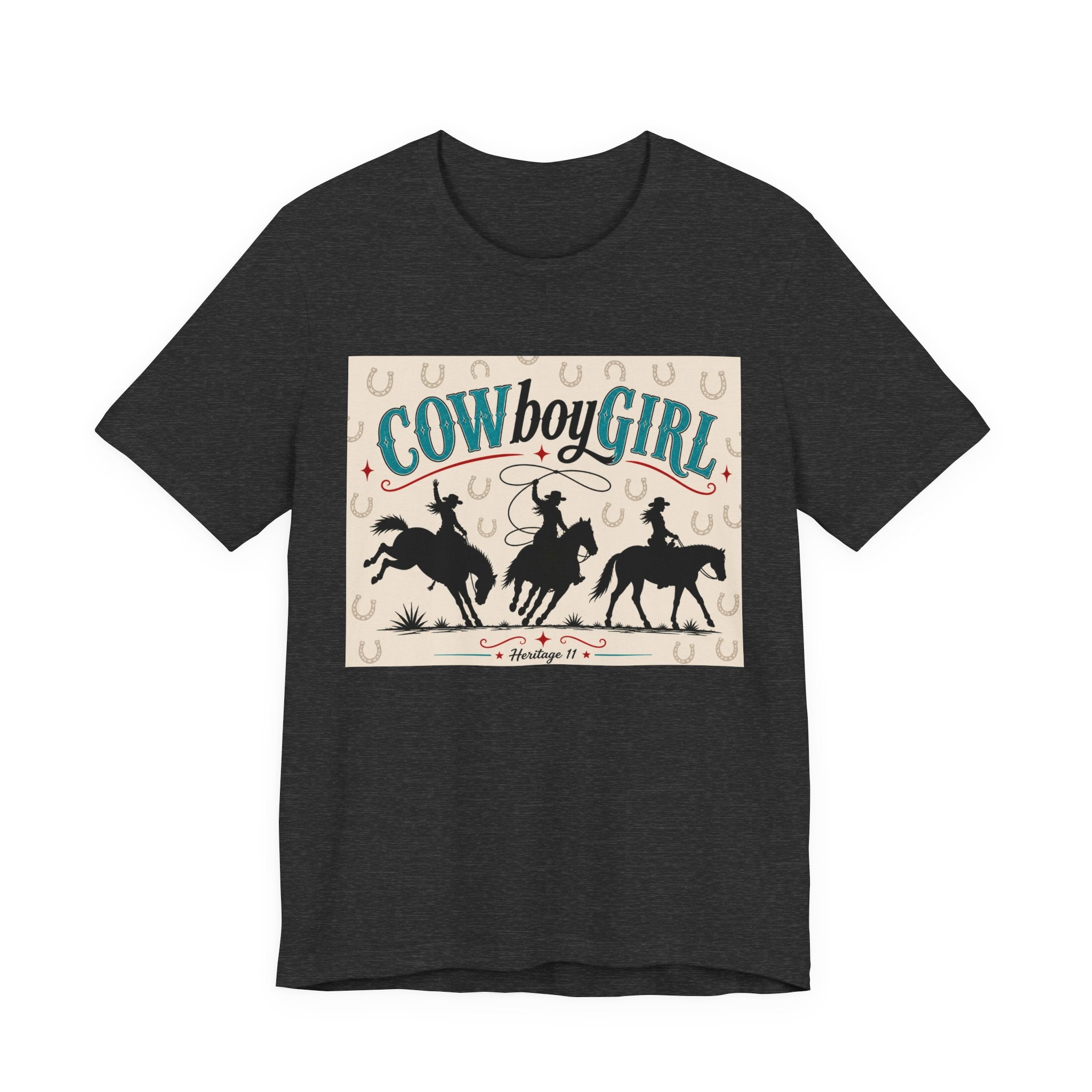 Cowboy Girl Graphic Tee - Western Rodeo Horses & Horseshoes Shirt
