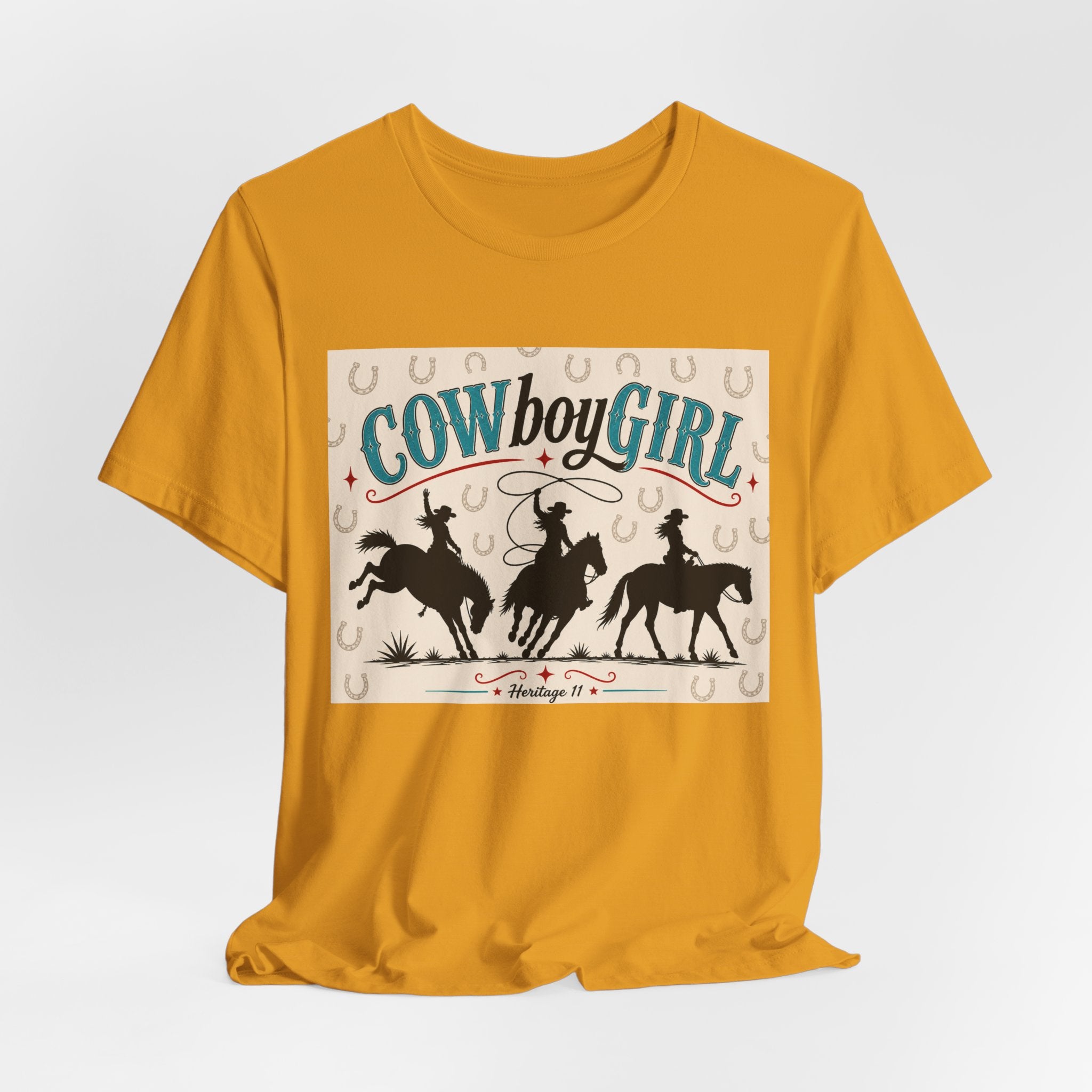 Cowboy Girl Graphic Tee - Western Rodeo Horses & Horseshoes Shirt