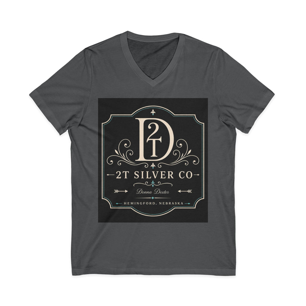 Vintage Emblem V-Neck Tee — “2T Silver Co” Logo Shirt