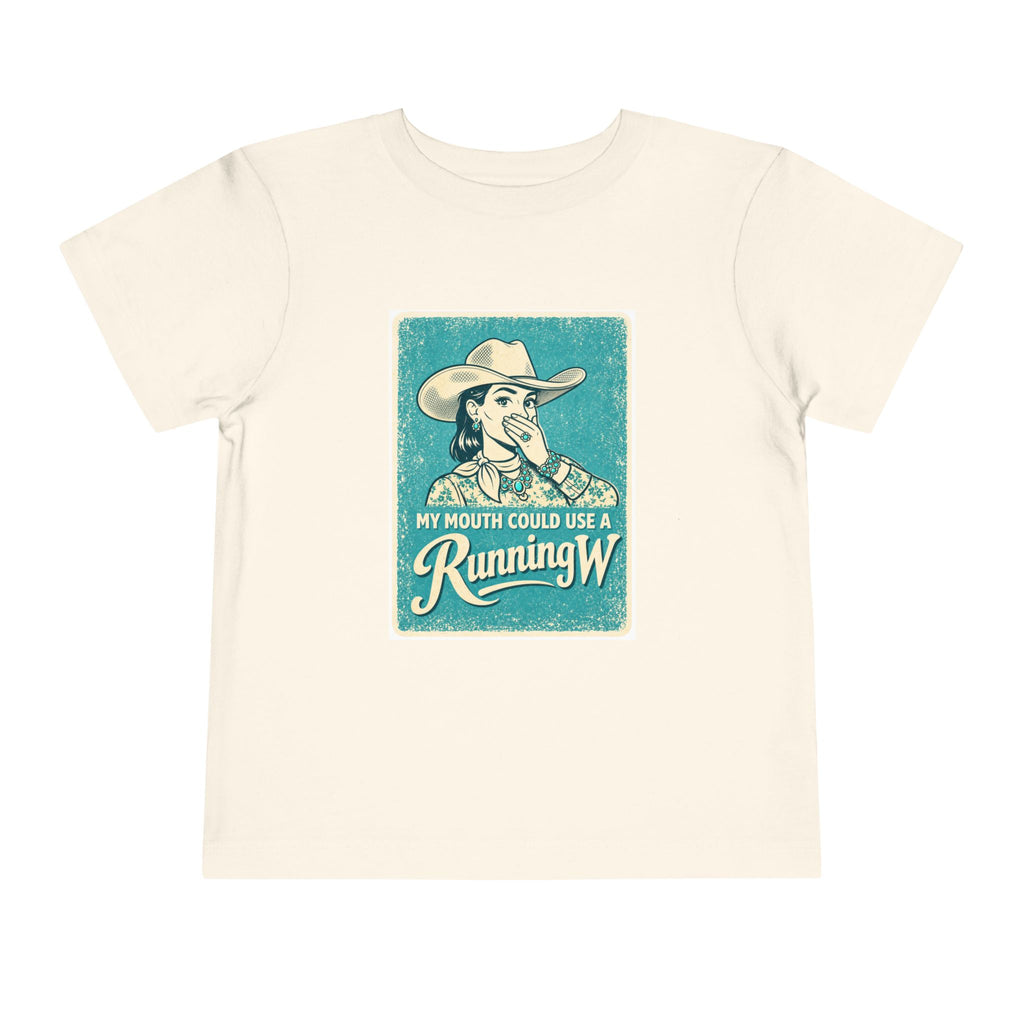 Toddler Tee - Retro Cowgirl “My Mouth Could Use a Running W” Graphic