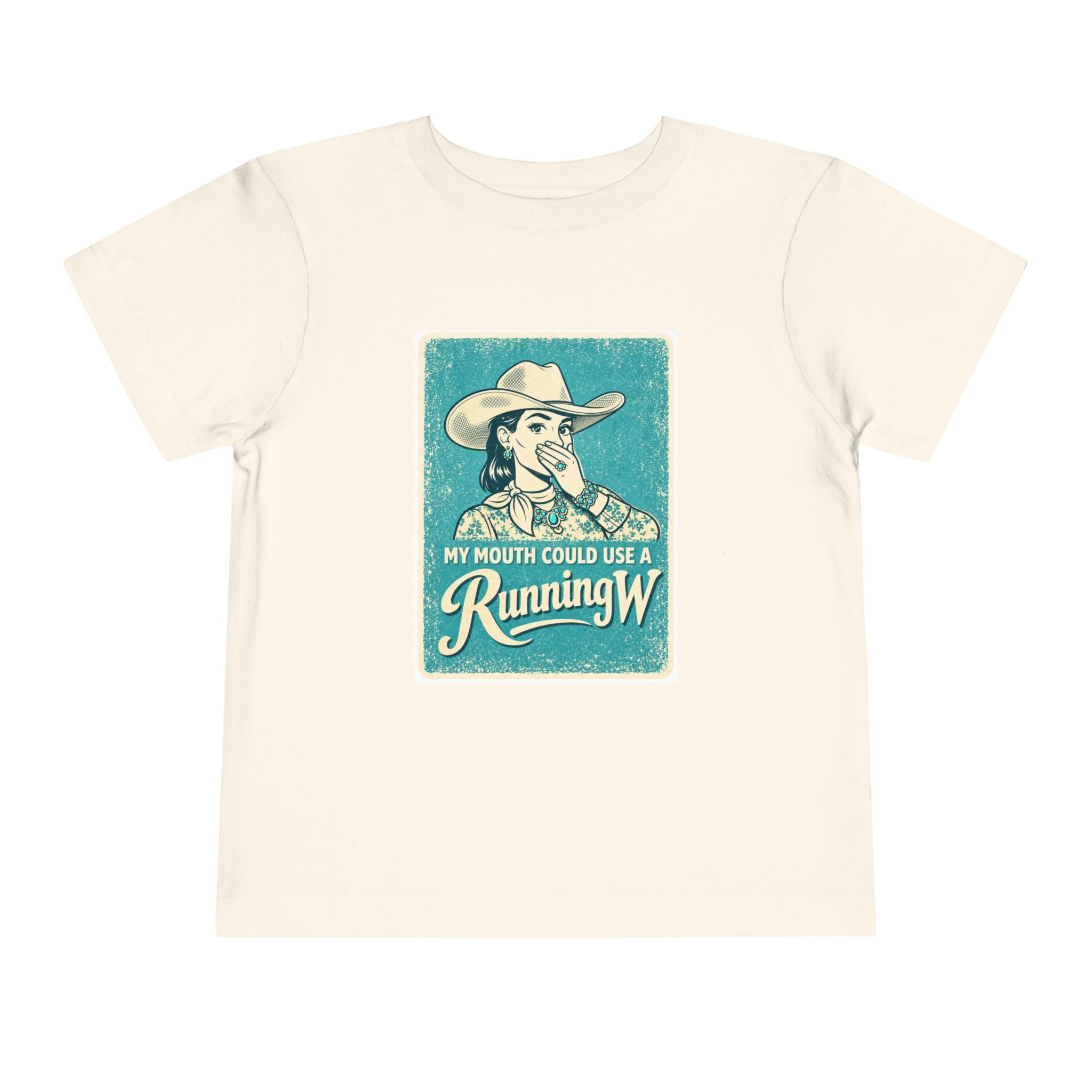 Toddler Tee - Retro Cowgirl “My Mouth Could Use a Running W” Graphic