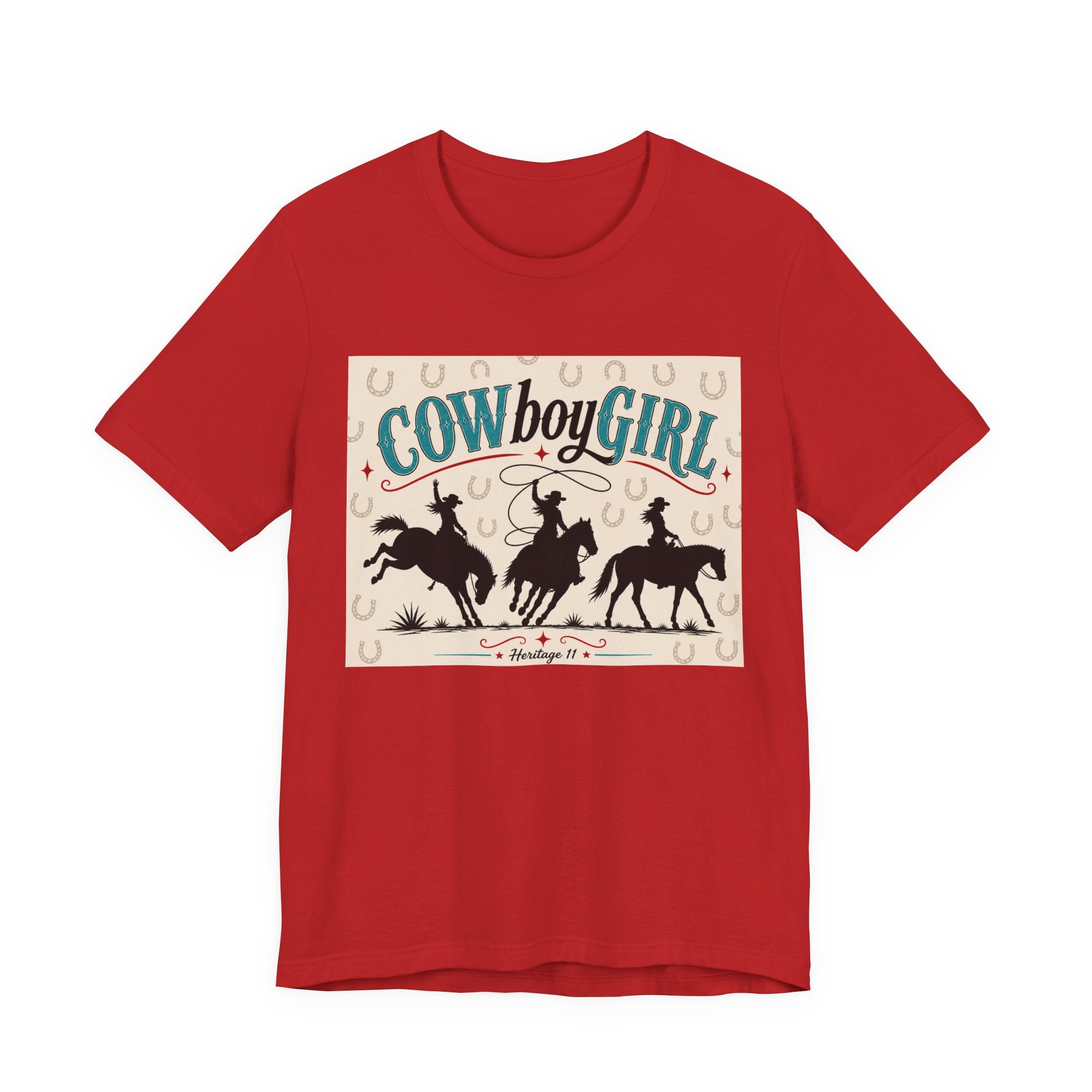 Cowboy Girl Graphic Tee - Western Rodeo Horses & Horseshoes Shirt