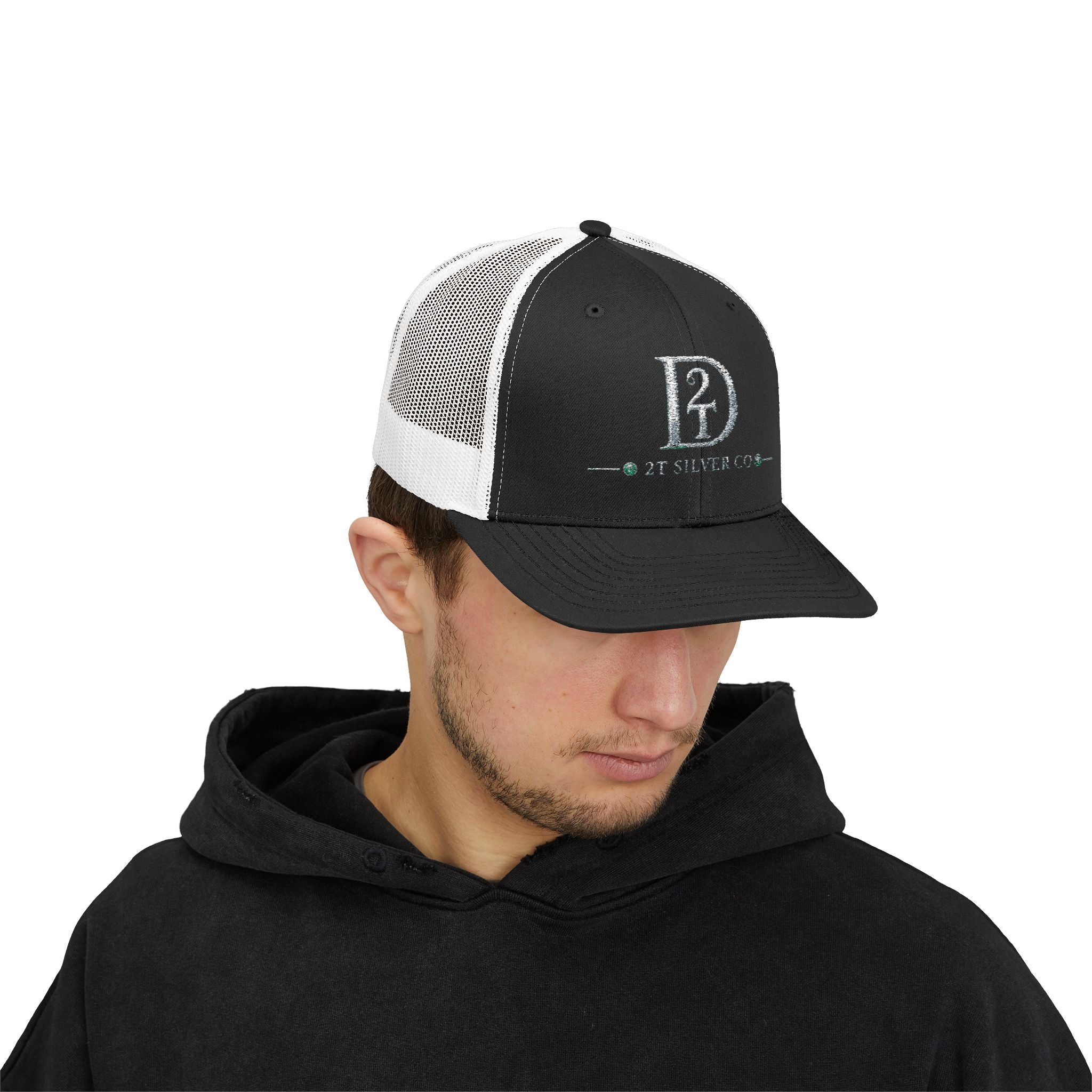 D2 Silver Co. Logo Snapback Trucker Cap — Branded Mesh Baseball Hat