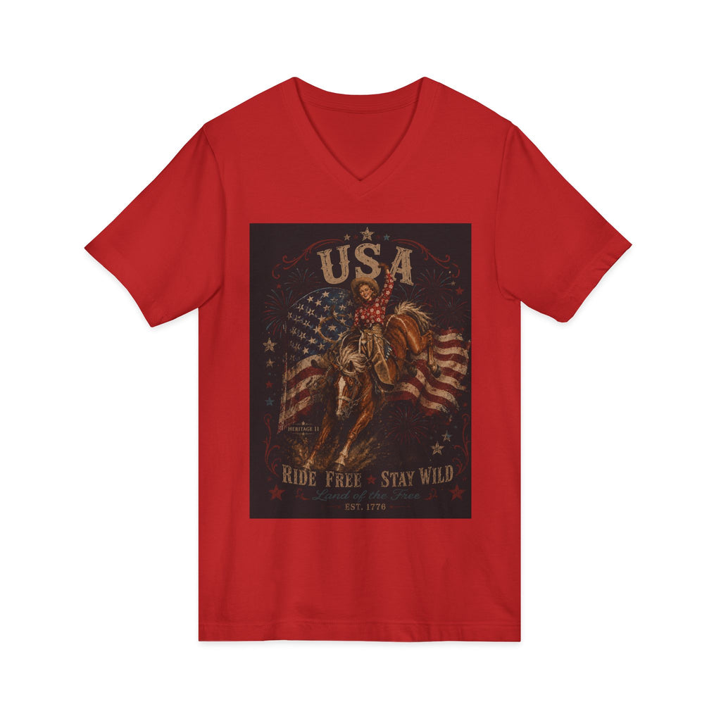 Unisex Jersey Short Sleeve V-Neck Tee