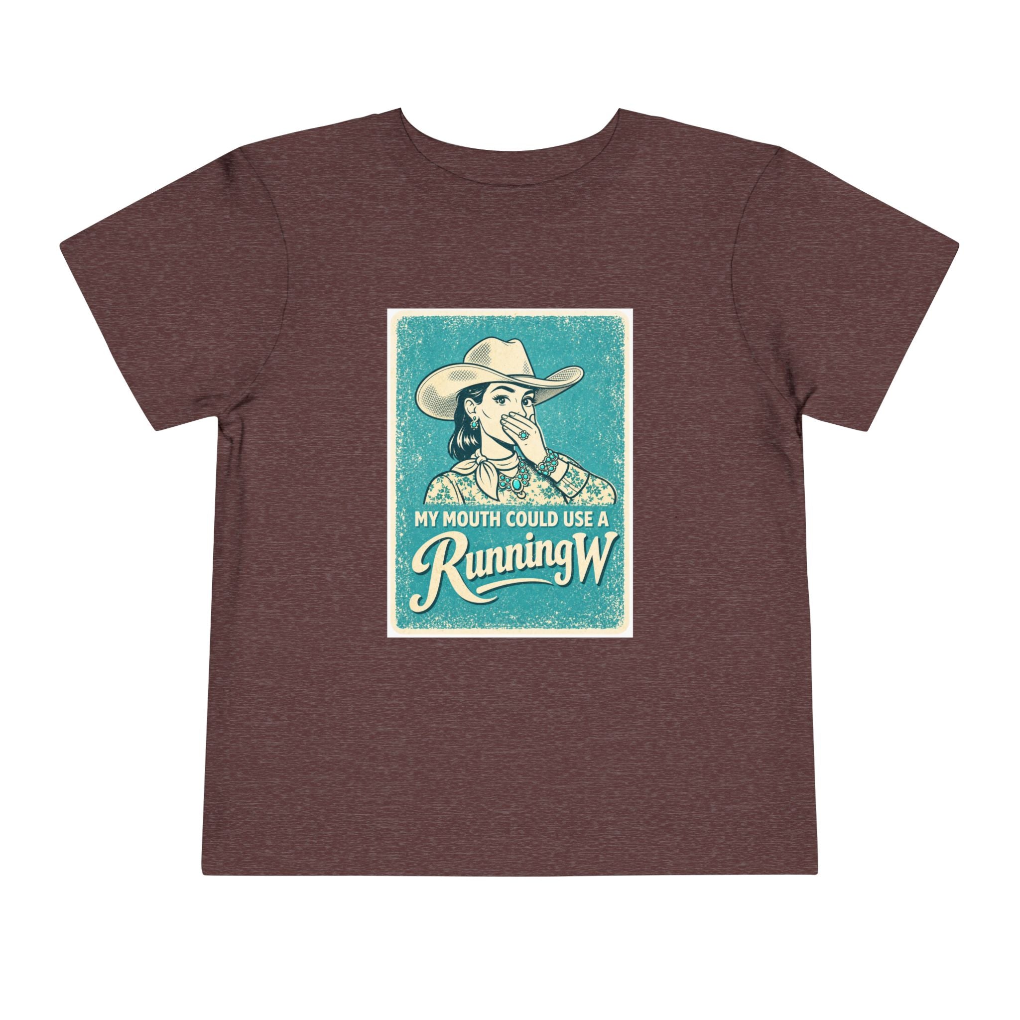 Toddler Tee - Retro Cowgirl “My Mouth Could Use a Running W” Graphic