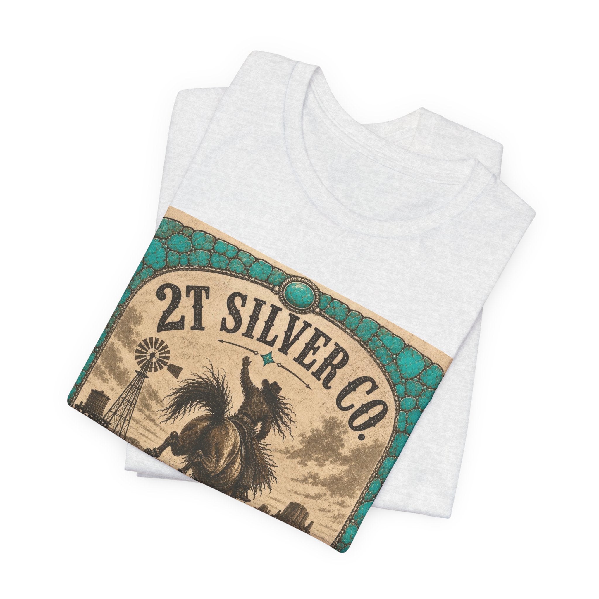 Vintage Western Tee - "2T Silver Co." Cowboy Ranch Graphic Shirt