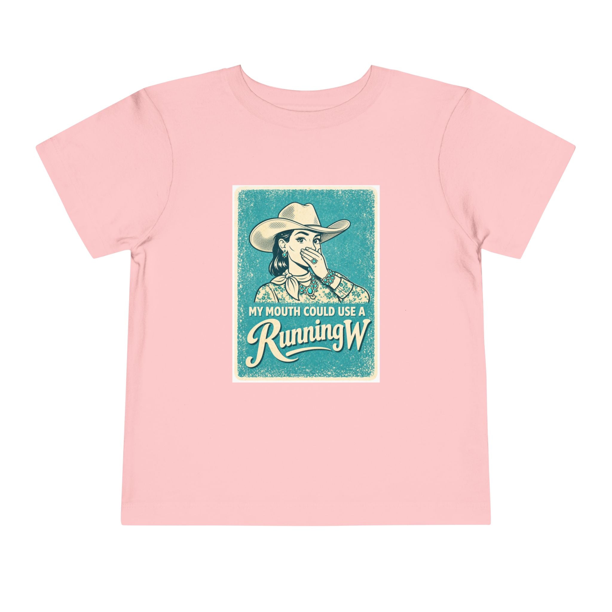 Toddler Tee - Retro Cowgirl “My Mouth Could Use a Running W” Graphic