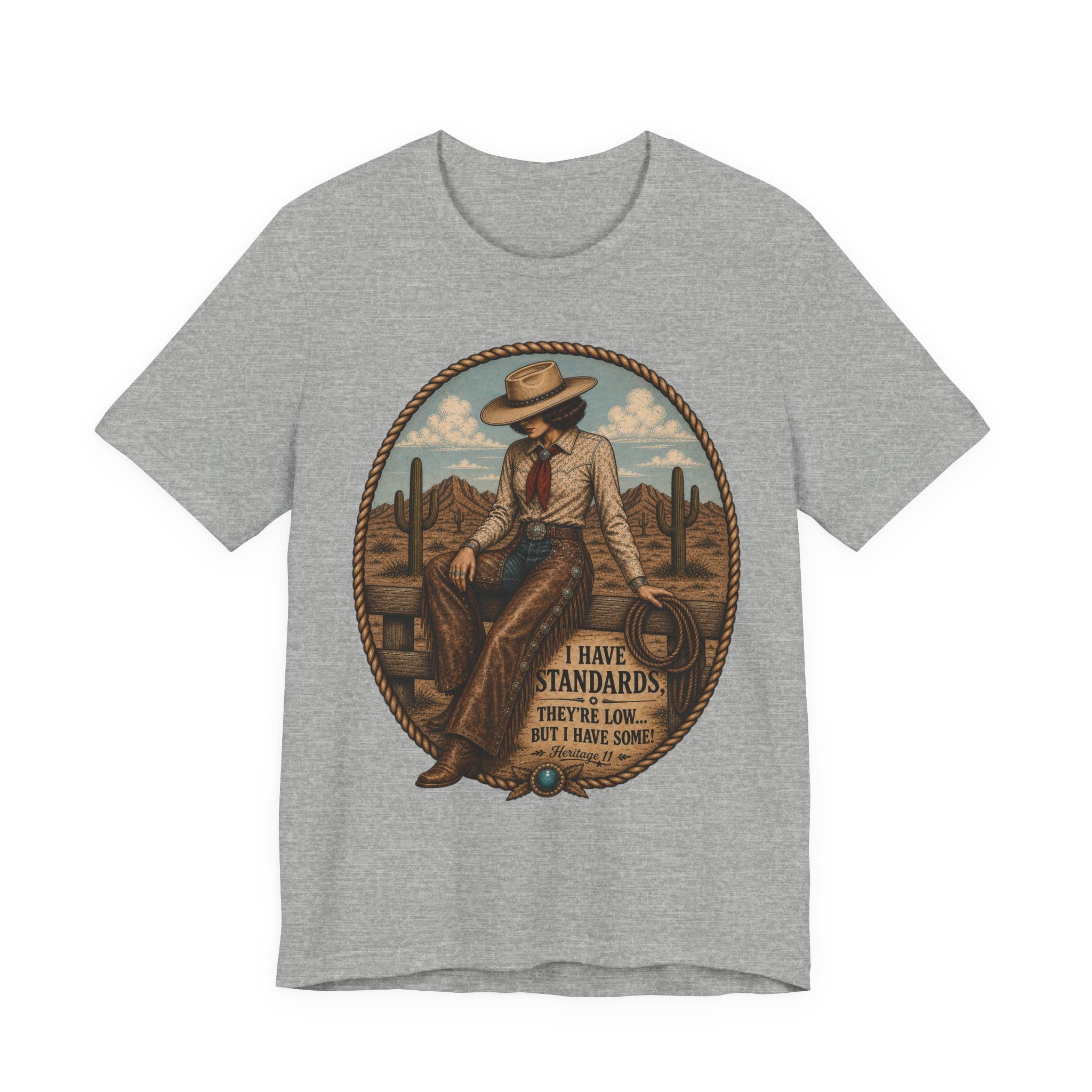 Cowboy Graphic Tee - 'I Have Standards, They're Low But I Have Some' Vintage Western T-Shirt