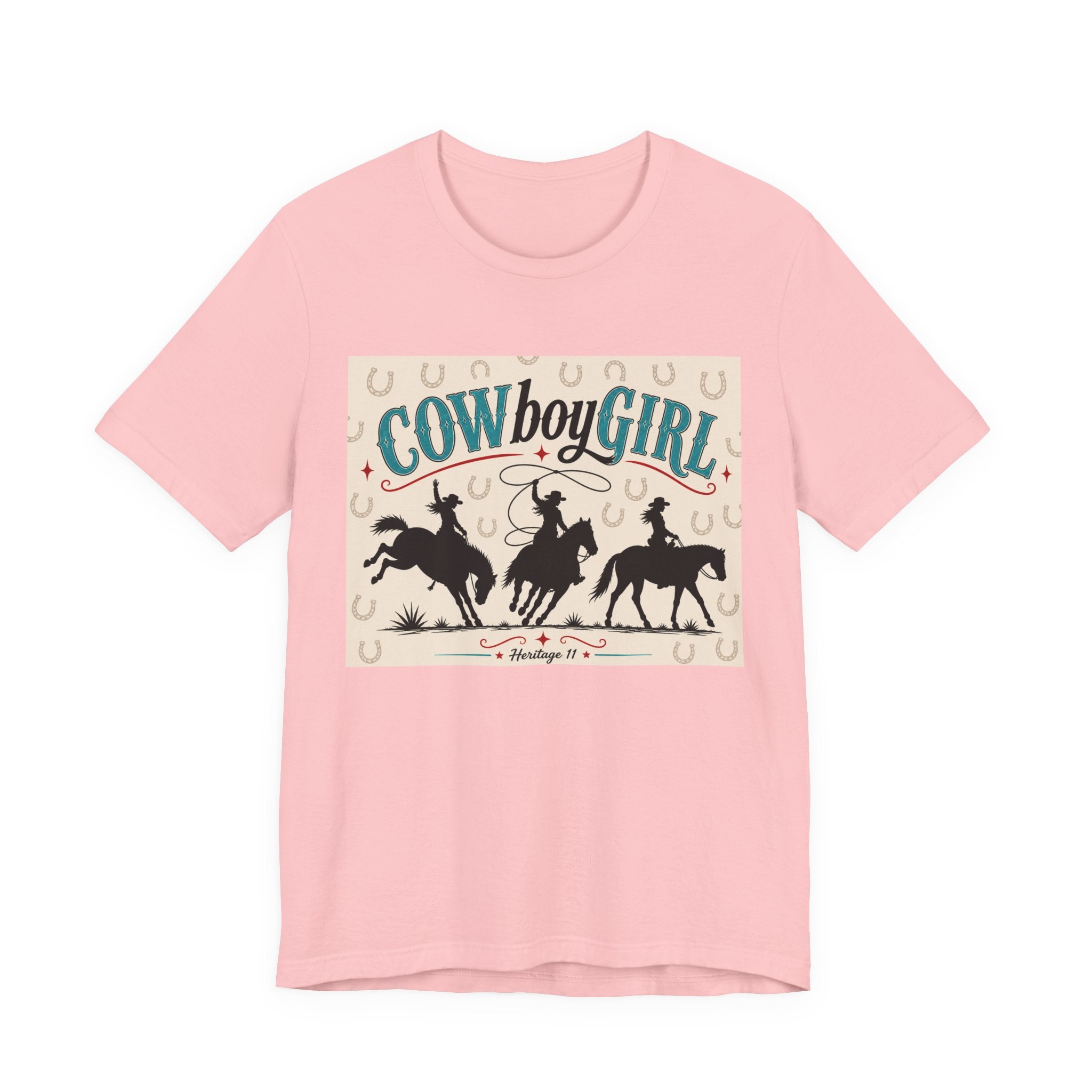 Cowboy Girl Graphic Tee - Western Rodeo Horses & Horseshoes Shirt