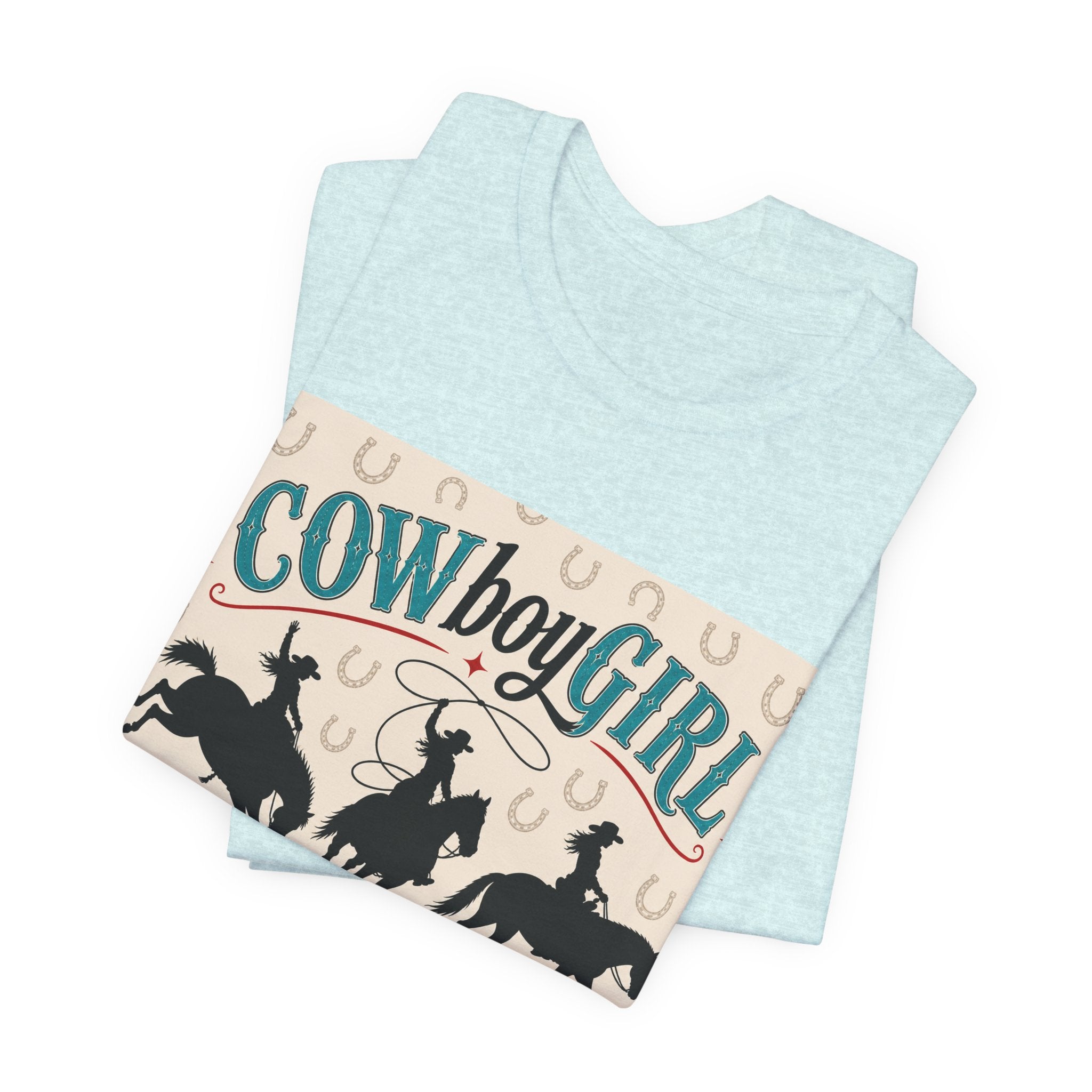 Cowboy Girl Graphic Tee - Western Rodeo Horses & Horseshoes Shirt