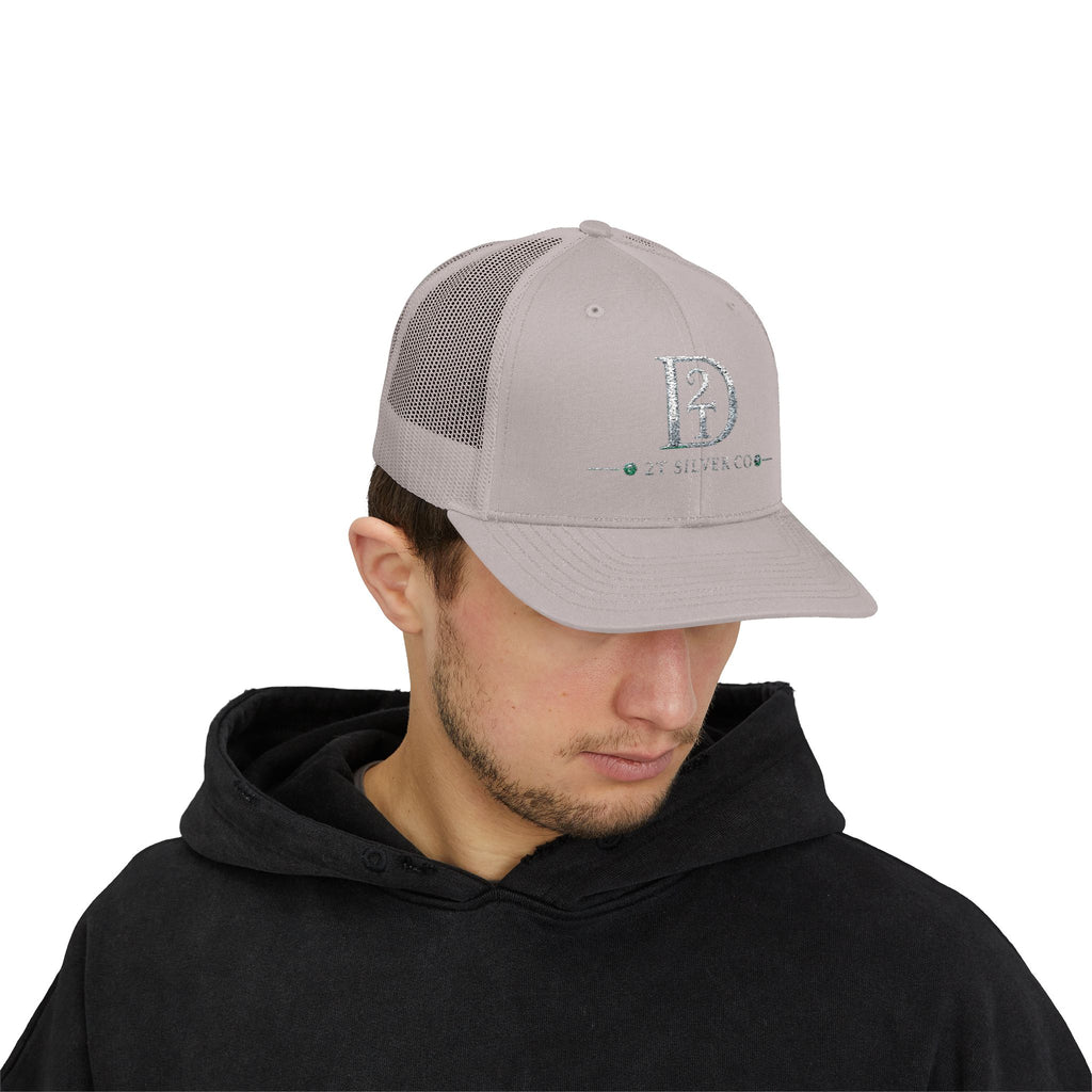 D2 Silver Co. Logo Snapback Trucker Cap — Branded Mesh Baseball Hat