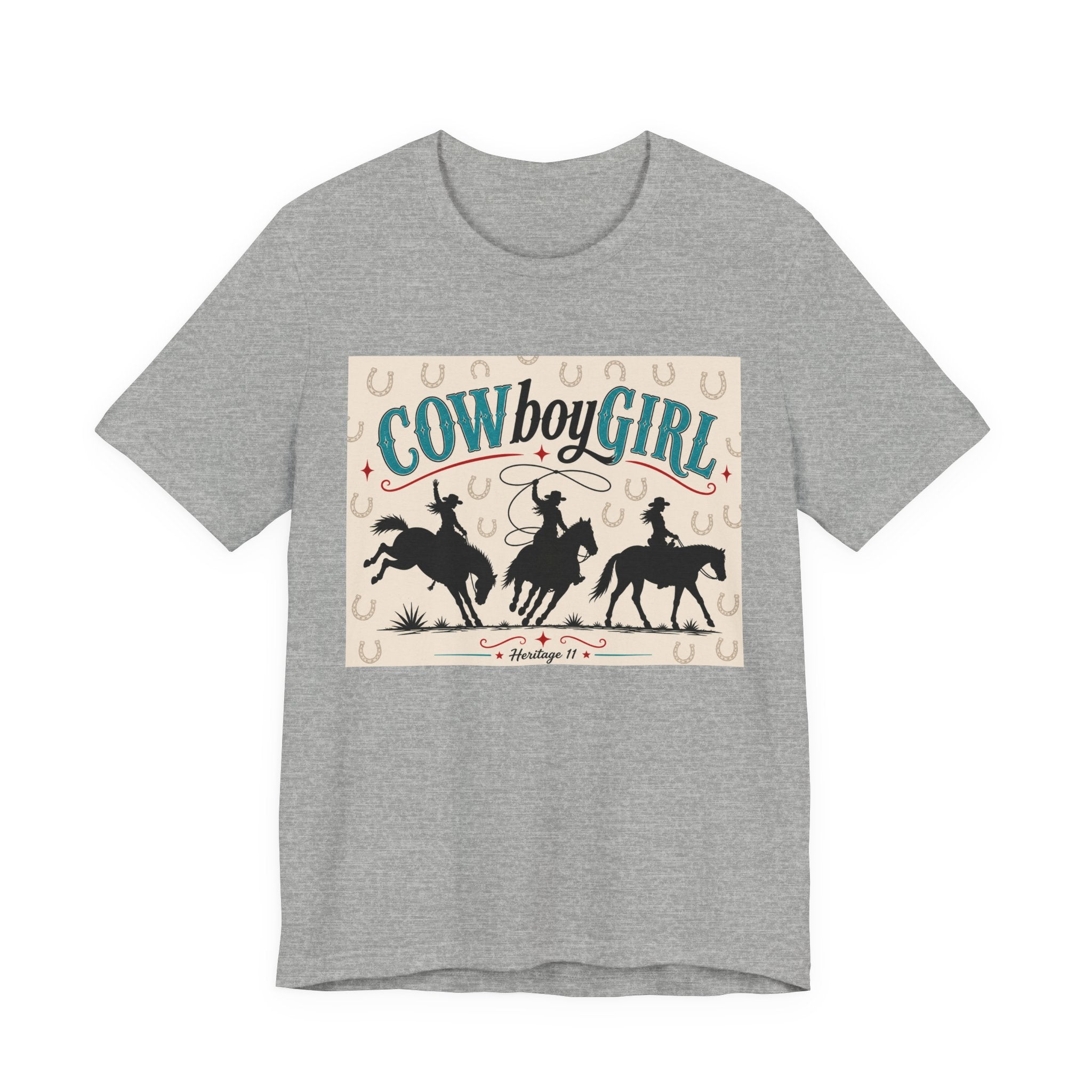 Cowboy Girl Graphic Tee - Western Rodeo Horses & Horseshoes Shirt