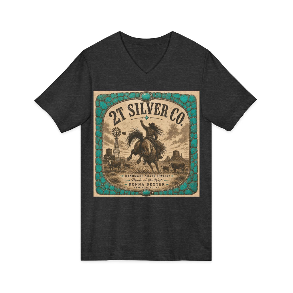 Vintage Western  2T Silver Co. V-Neck Tee