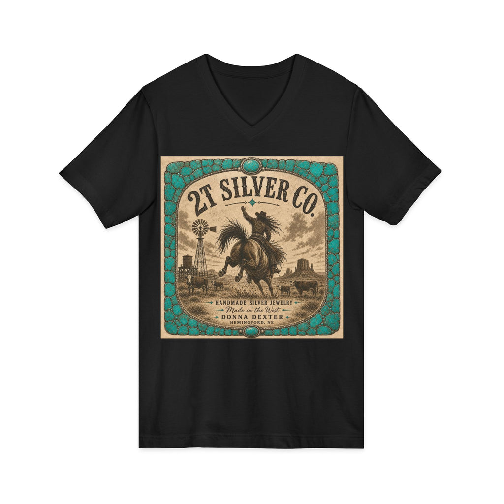 Vintage Western  2T Silver Co. V-Neck Tee