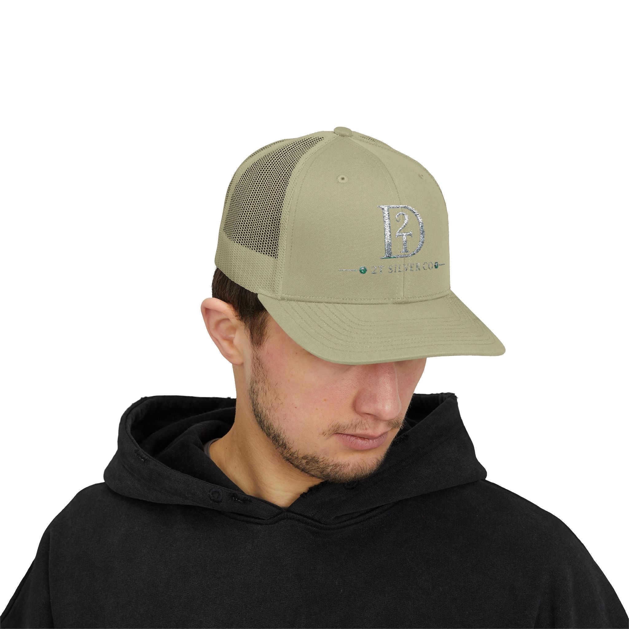 D2 Silver Co. Logo Snapback Trucker Cap — Branded Mesh Baseball Hat