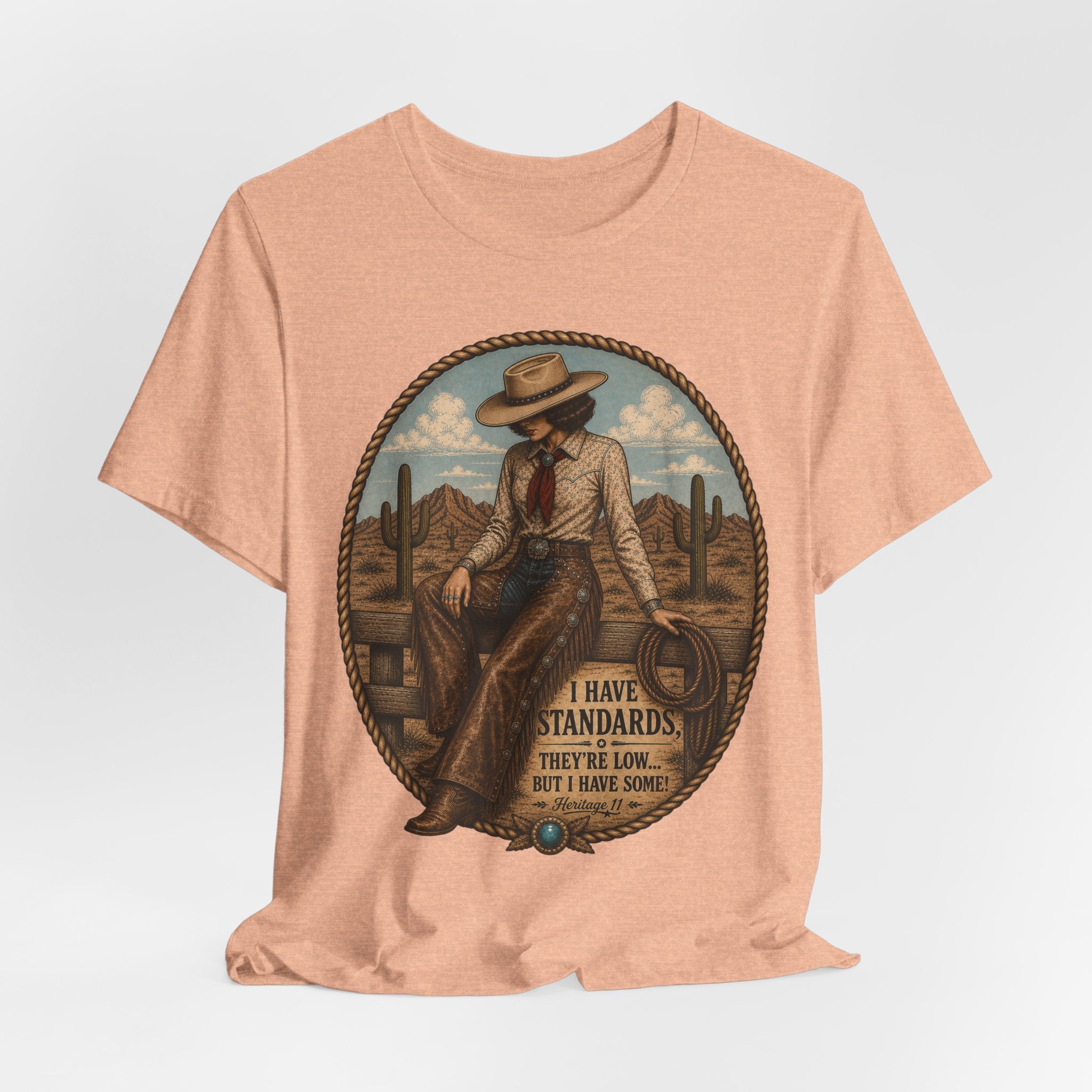 Cowboy Graphic Tee - 'I Have Standards, They're Low But I Have Some' Vintage Western T-Shirt