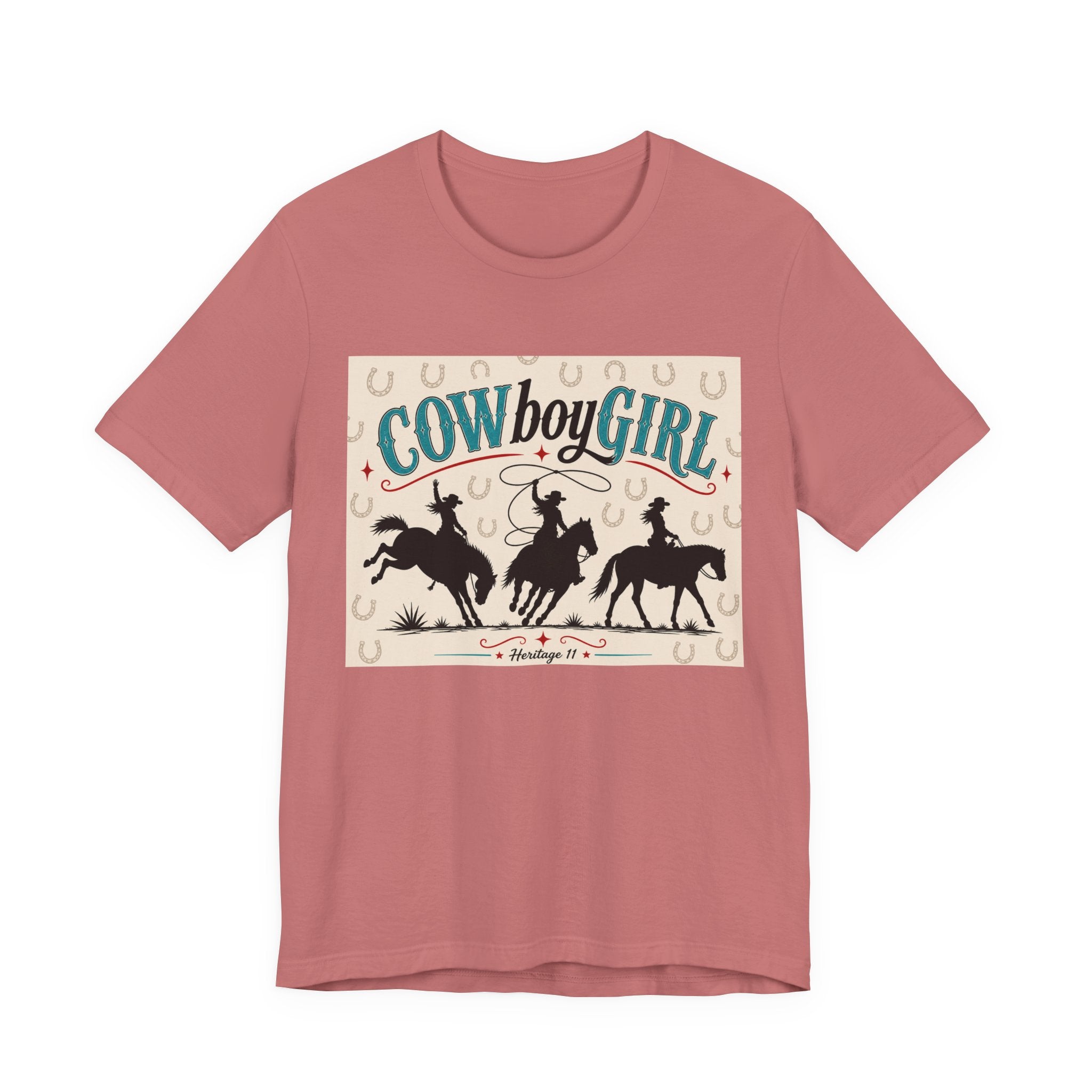Cowboy Girl Graphic Tee - Western Rodeo Horses & Horseshoes Shirt