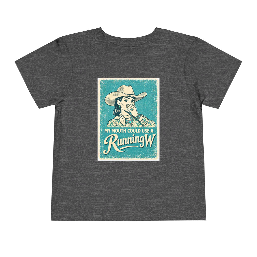Toddler Tee - Retro Cowgirl “My Mouth Could Use a Running W” Graphic